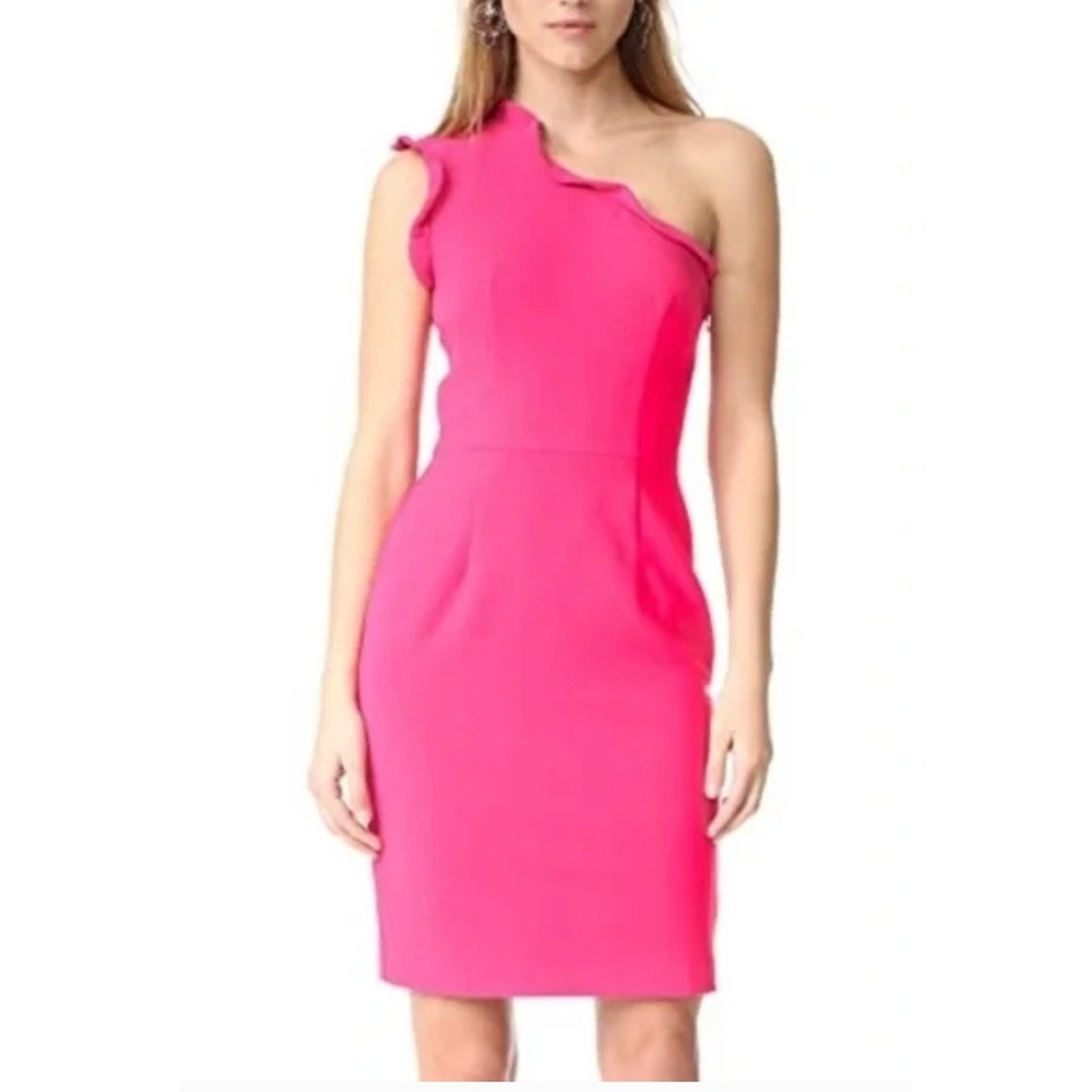 Black Halo Hot‎ Pink One Shoulder Sheath Dress Made in USA Size 4, NWT